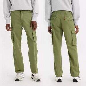 Levi's Cargo Military Fatigue Pants 34x28 Relaxed Fit Olive Green Cotton Twill